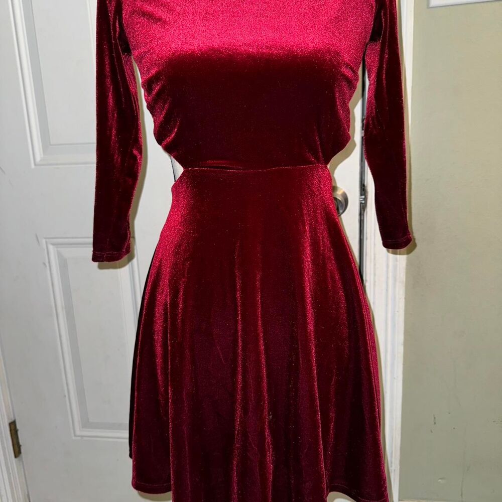 Lulus Valentines Day Velvet Women's Burgundy and Red Mini Dress Sz Small NWOT